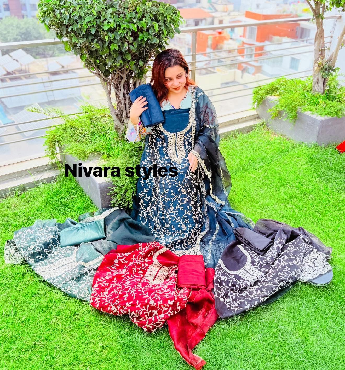 Chiffon, Embroidered Elegant Three piece with Designer Border